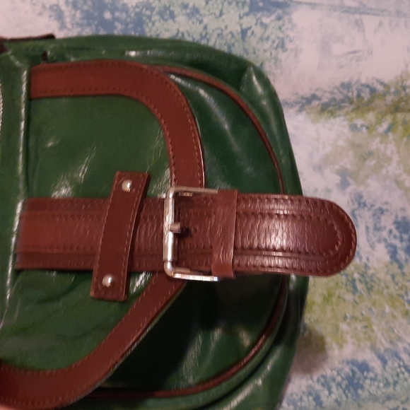 Green and brown vintage y2k Tano Leather crossbody purse Italian leather - Picture 4 of 9